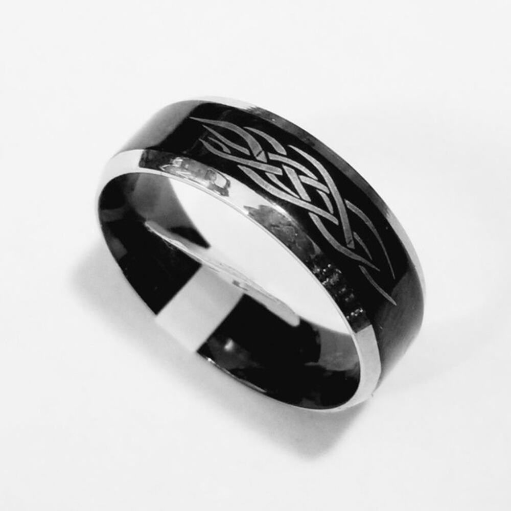 Men’s new stainless steel black ring comfort fit band hypoallergenic size 10 - Picture 3 of 4